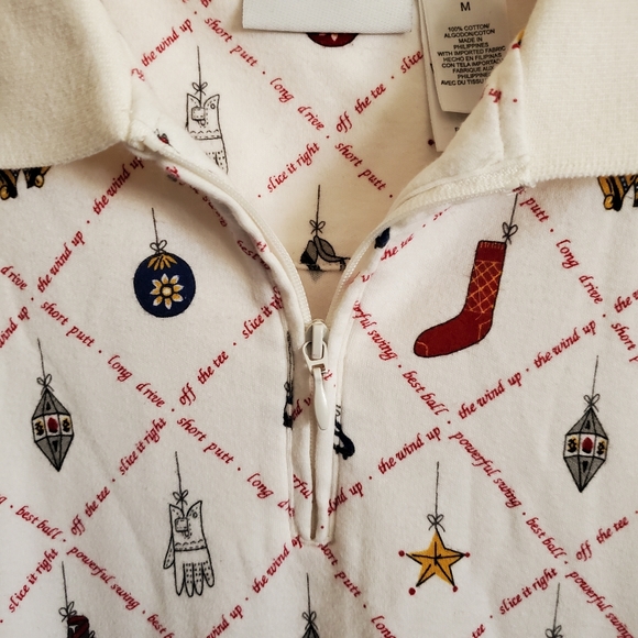 LizGolf Liz Claiborne Women's M 1/4 Zip Short Sleeve Holiday Golf Shirt - Picture 4 of 10